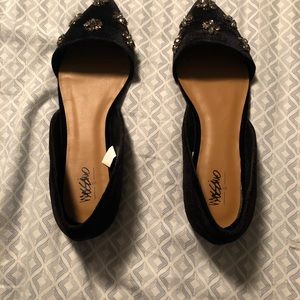 Black suede flats